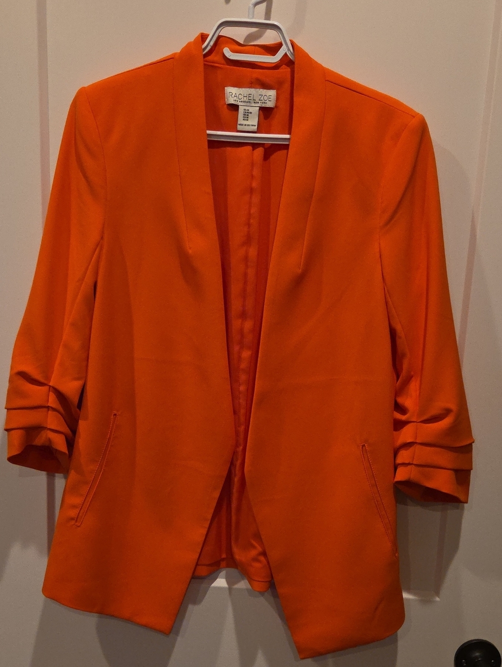Rachel Zoe Orange Open-Front Blazer with Pleated Sleeves
